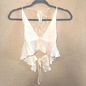 White flowy crop top